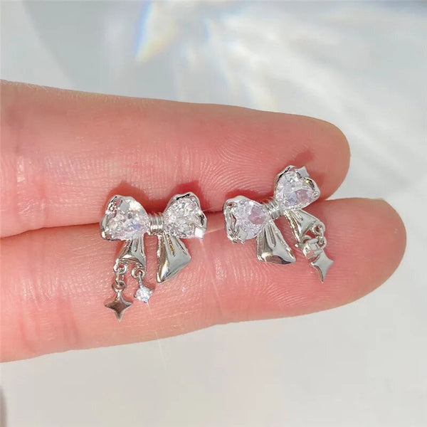 Silver Bow Earrings