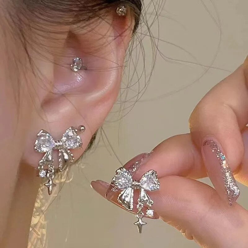 Silver Bow Earrings