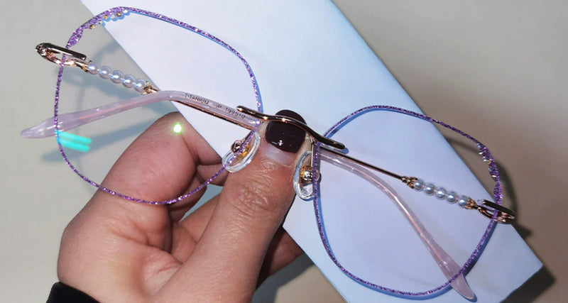 PHOTOCHROMIC PURPLE RIMLESS GLASSES